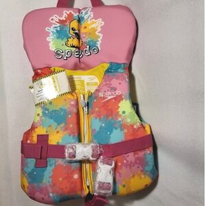 New Speedo Infant (30#) Life Vest Aquaprene PFD Type II Duck Splatter Print Pink